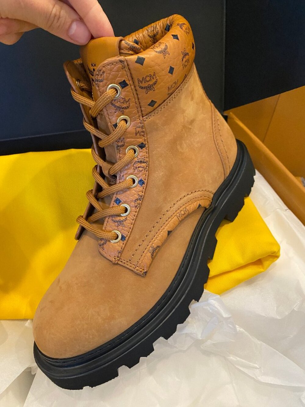 Ankle Boots in Nubuck and Monogram Print Leather